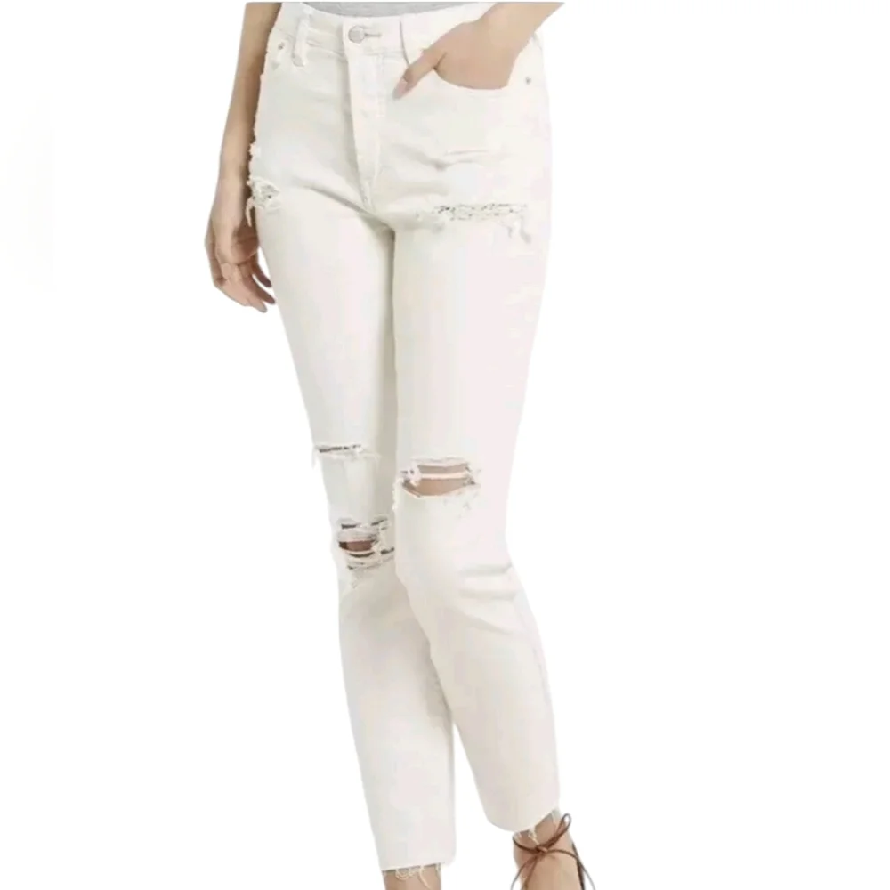 Free People Size Womens Sz 30 Knees Skinny White Jeans 61855-16515125 DISTRESSED